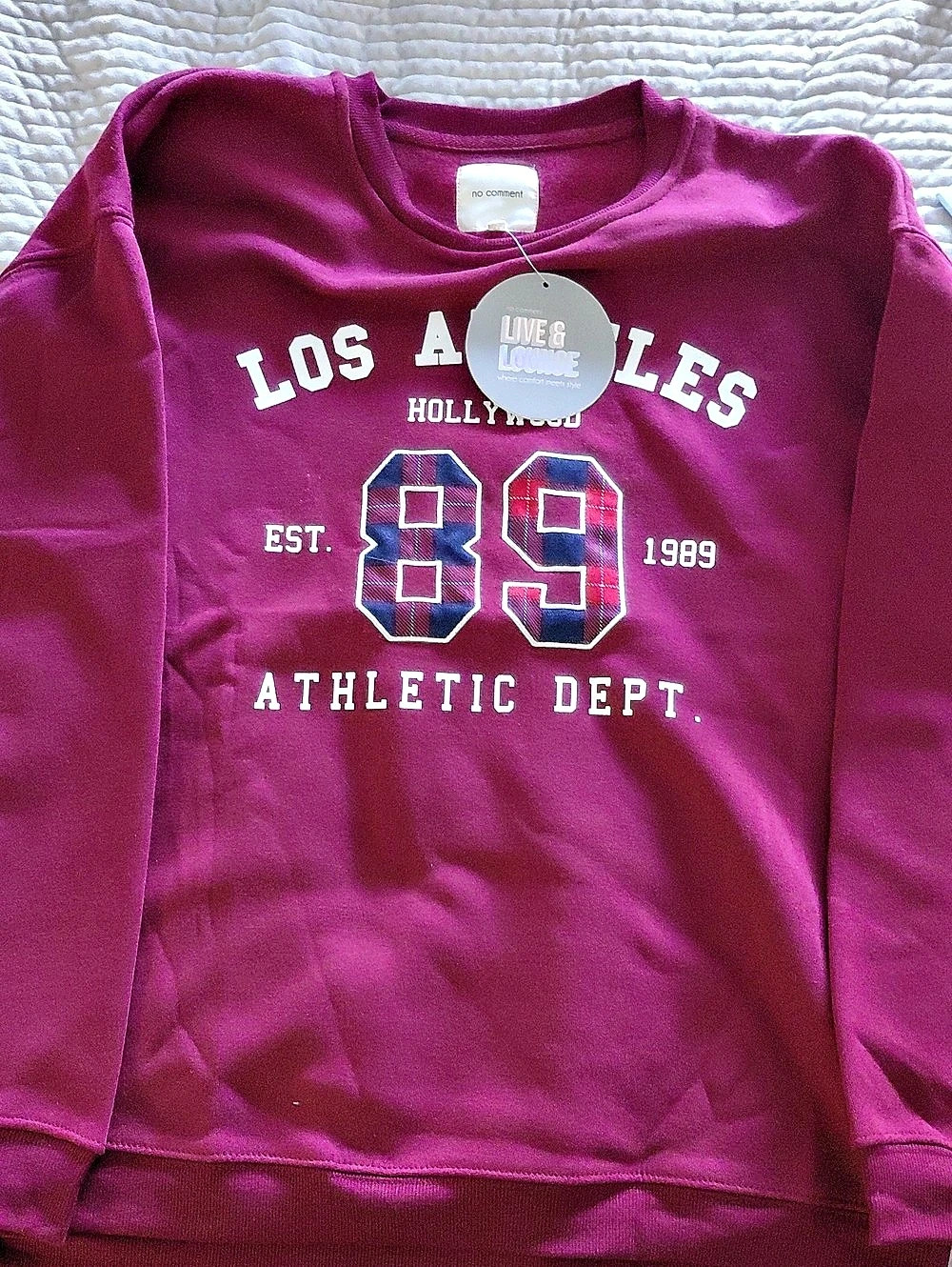 No Commente Los Angeles 89 Graphic Sweatshirt NWT Color Burgundy Xl